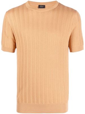 Brioni cable-knit cotton T-shirt - Neutrals
