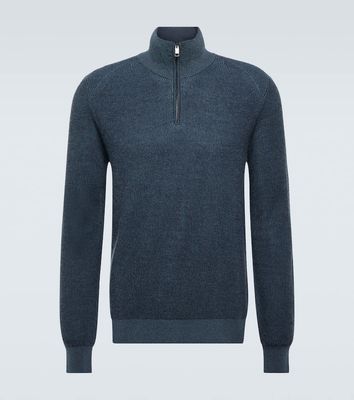 Brioni Cashmere, wool, and silk half-zip sweater
