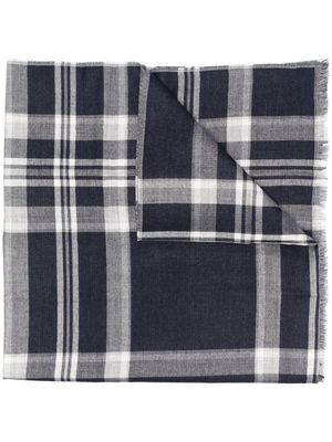 Brioni check-print cashmere-silk scarf - Blue