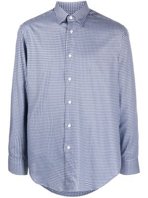 Brioni checked long-sleeved shirt - Blue