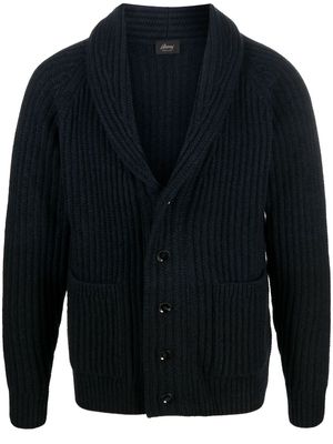 Brioni chunky-knit shawl collar cardigan - Black