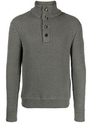Brioni chunky-ribbed cotton jumper - Green