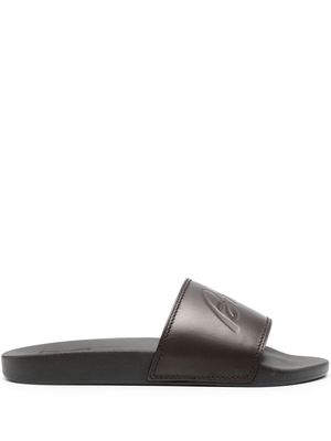 Brioni debossed-logo slides - Brown