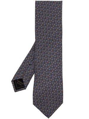 Brioni diamond-jacquard silk tie - Blue