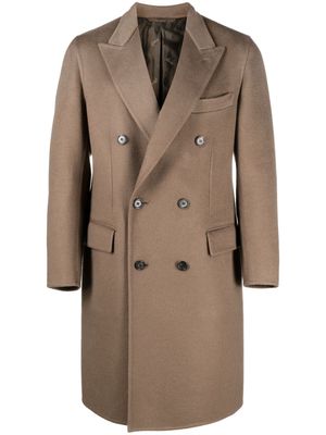 Brioni double-breasted buttoned coat - Brown