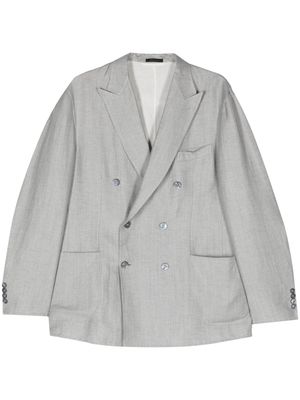 Brioni double-breasted linen blend blazer - Grey