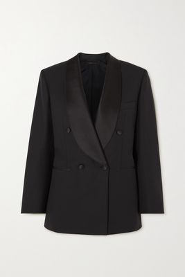 Brioni - Double-breasted Satin-trimmed Wool Blazer - Black