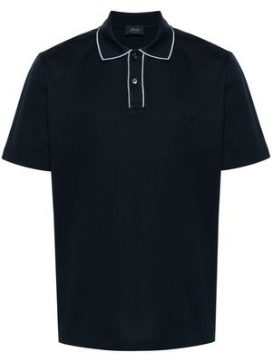 Brioni embroidered-logo cotton polo shirt - Blue