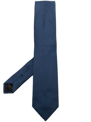Brioni embroidered silk tie - Blue