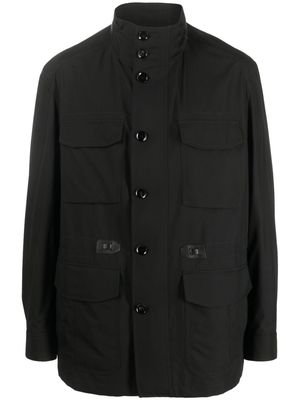 Brioni funnel-neck button-up jacket - Black