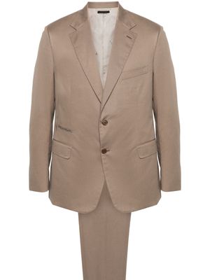 Brioni gabardine-weave single-breasted suit - Brown