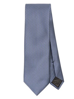 Brioni geometric-jacquard silk tie - Blue