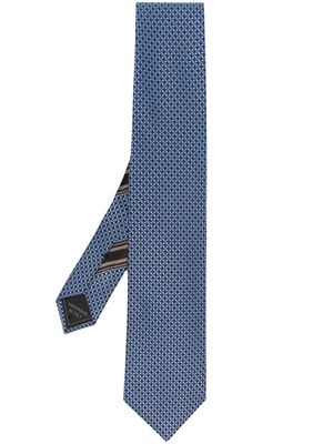 Brioni geometric-pattern silk tie - Blue