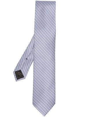 Brioni geometric-print silk tie - Blue