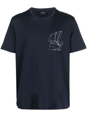 Brioni graphic-print cotton T-shirt - Blue