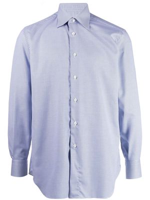 Brioni houndstooth long-sleeve cotton shirt - Blue