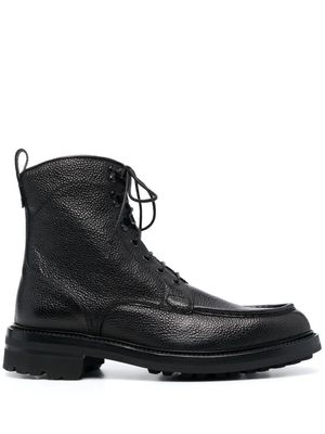 Brioni lace-up leather combat boots - Black