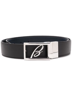 BRIONI leather logo plaque belt - Black