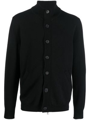 Brioni leather-trimmed cashmere cardigan - Black