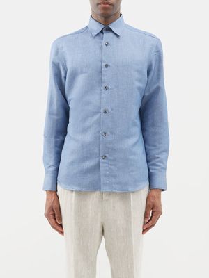 Brioni - Linen-blend Shirt - Mens - Blue