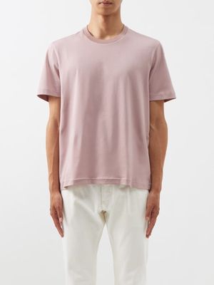 Brioni - Logo-embroidered Cotton-jersey T-shirt - Mens - Pink