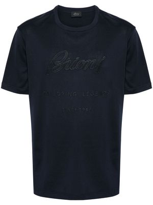 Brioni logo-patch cotton T-shirt - Blue