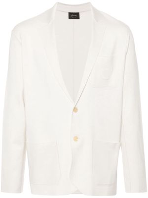 Brioni logo-patch fine-knit blazer - White