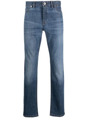 Brioni logo-patch straight-leg jeans - Blue