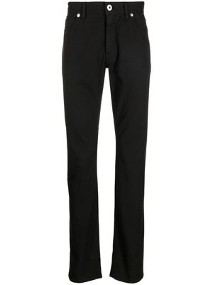 Brioni logo-patch straight-leg trousers - Black