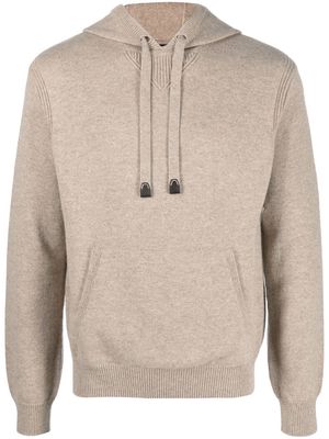 Brioni long-sleeve cashmere hoodie - Neutrals