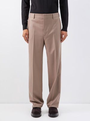 Brioni - Palinuro Pressed-pleat Wool-blend Trousers - Mens - Brown