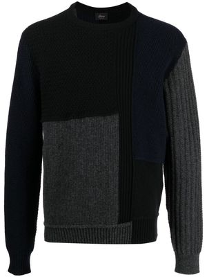 Brioni panelled-knit long-sleeve jumper - Black