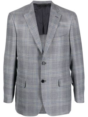 Brioni plaid-pattern single-breasted blazer - Grey