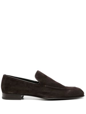 Brioni pointed-toe suede loafers - Brown