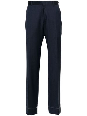 Brioni pressed-crease concealed-fastening tailored trousers - Blue