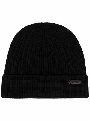 Brioni purl-knit logo-tag beanie - Black