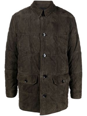 Brioni quilted leather shirt jacket - Green