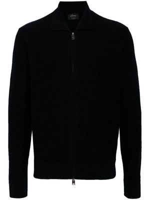 Brioni ribbed cashmere zip-front sweater - Blue