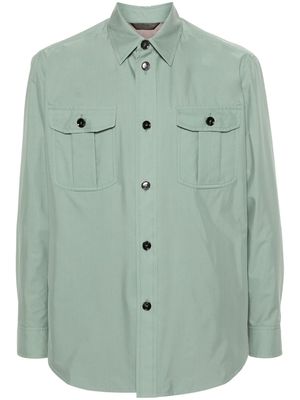 Brioni safari-pocket silk shirt jacket - Green