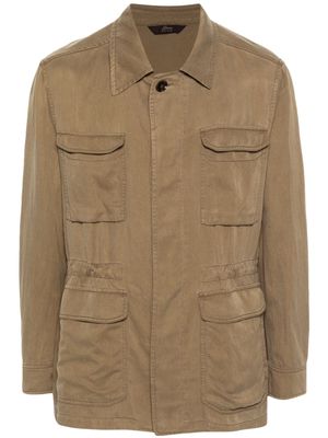 Brioni Sahariana linen silk jacket - Green