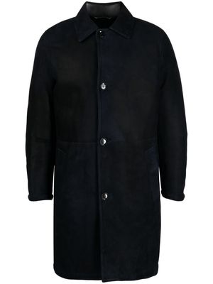 Brioni single-breasted leather coat - Black