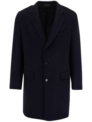 Brioni single-breasted wool blend coat - Blue