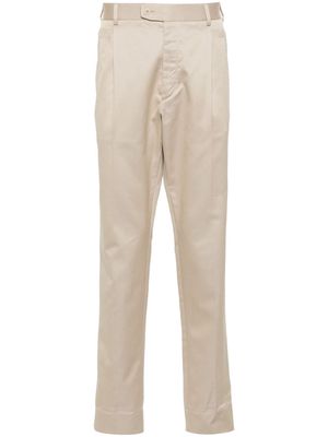 Brioni slim-fit cotton tailored trousers - Brown