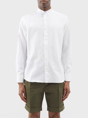 Brioni - Stand-collar Linen-blend Shirt - Mens - White