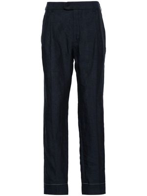 Brioni tapered-leg linen trousers - Blue