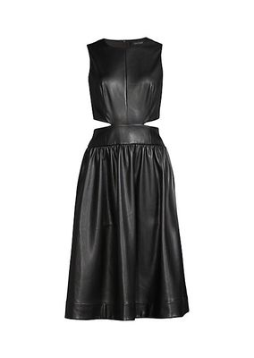 Brit Faux-Leather Cut-Out Midi-Dress