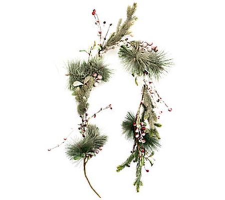 Brite Star 5' Mixed Pine Garland with Flocked S now Berry