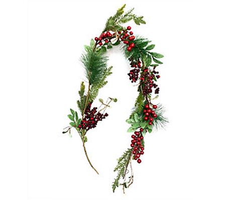 Brite Star 5' Pine Garland with Berries and Oli ve Leaves