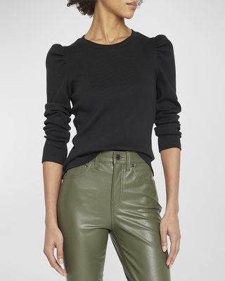 Britney Cotton Long Puff-Sleeve Top