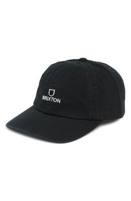 Brixton Alpha Adjustable Cotton Baseball Cap in Black/White Vintage Wash 